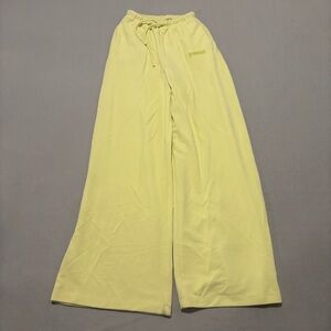 Gymshark Sweatpants Size XS Yellow Waffle Wide Leg Drawstrings Gym Workout